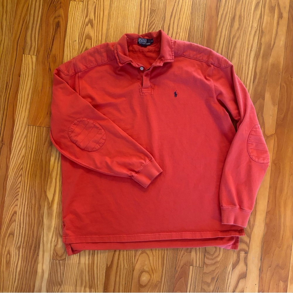 Ralph Lauren Vintage Orange Long Sleeve Rugby Style Polo - XL